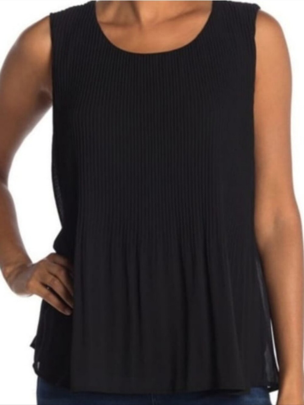 Pleione Black Pleated Top XS NWT